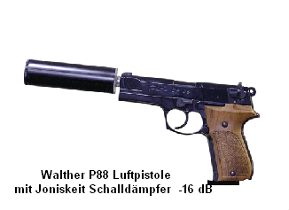 Walther P88 Luftpistole
    mit Joniskeit Schalldämpfer  -16 dB